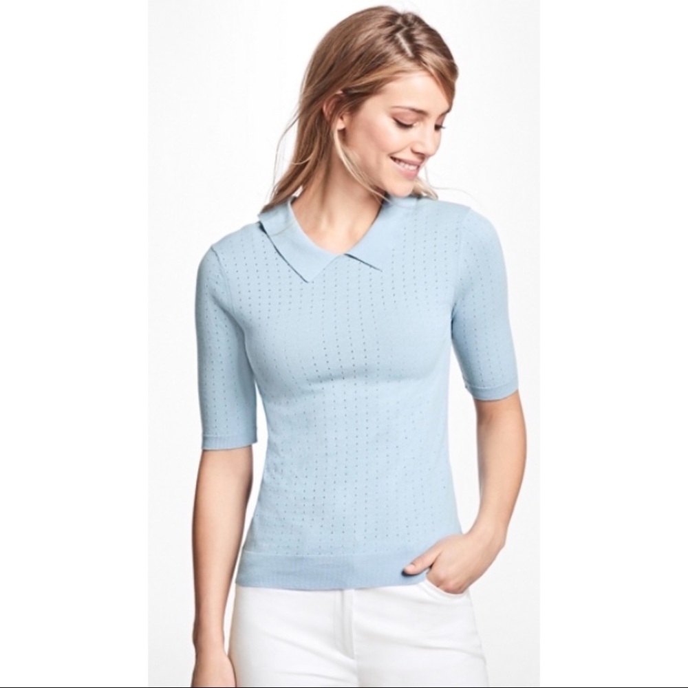 ISO Cotton Pointelle Polo Sweater, Brooks Brothers